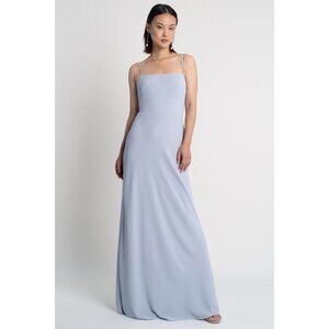 Jenny Yoo Jocelyn Long Bridesmaid Dress. Pebbled crepe. Lilac Mist. Size 8